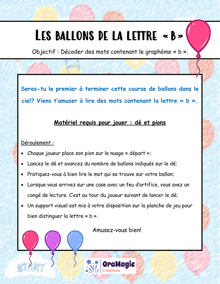 Parcours Les ballons de la lettre b - décodage mots Parcours Les ballons de la lettre b - décodage mots