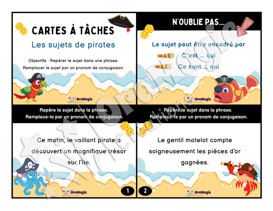 Cartes à tâches - Les sujets de pirates - 4e, 5e et 6e années - 6$ Cartes à tâches - Les sujets de pirates - 4e, 5e et 6e années - 6$
