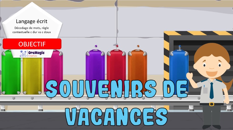 Souvenirs de vacances - Règle contextuelle c dur vs c doux, décodage de mots Souvenirs de vacances - Règle contextuelle c dur vs c doux, décodage de mots