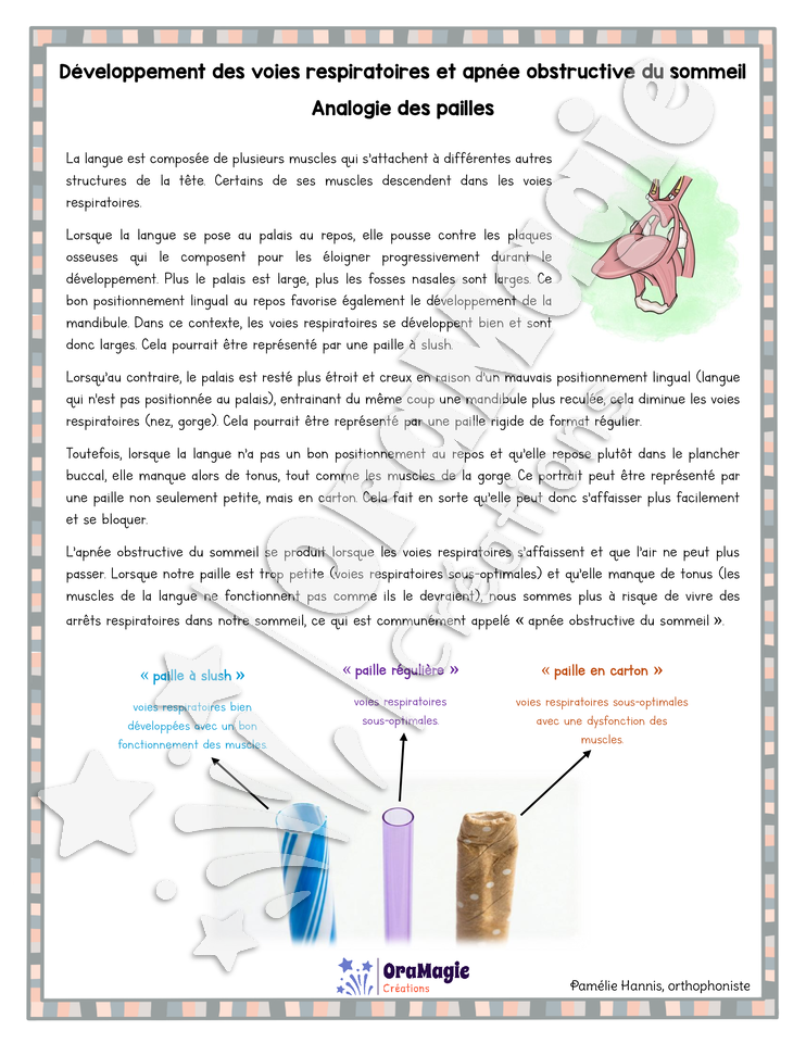 Capsule d'information - Analogie des pailles - Développement des voies respiratoires Capsule d'information - Analogie des pailles - Développement des voies respiratoires