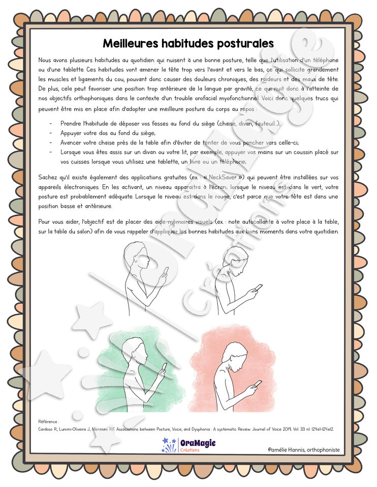 Capsule d'information - Stratégies - meilleures habitudes posturales Capsule d'information - Stratégies - meilleures habitudes posturales