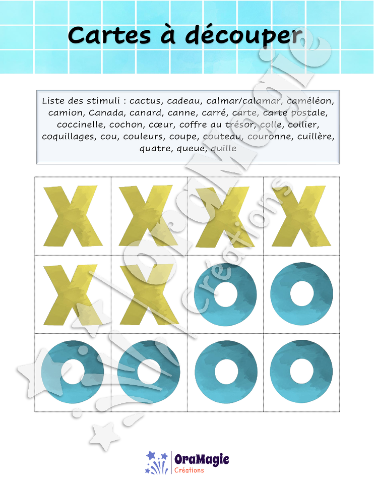 Tic-tac-toe du son -k- position initiale