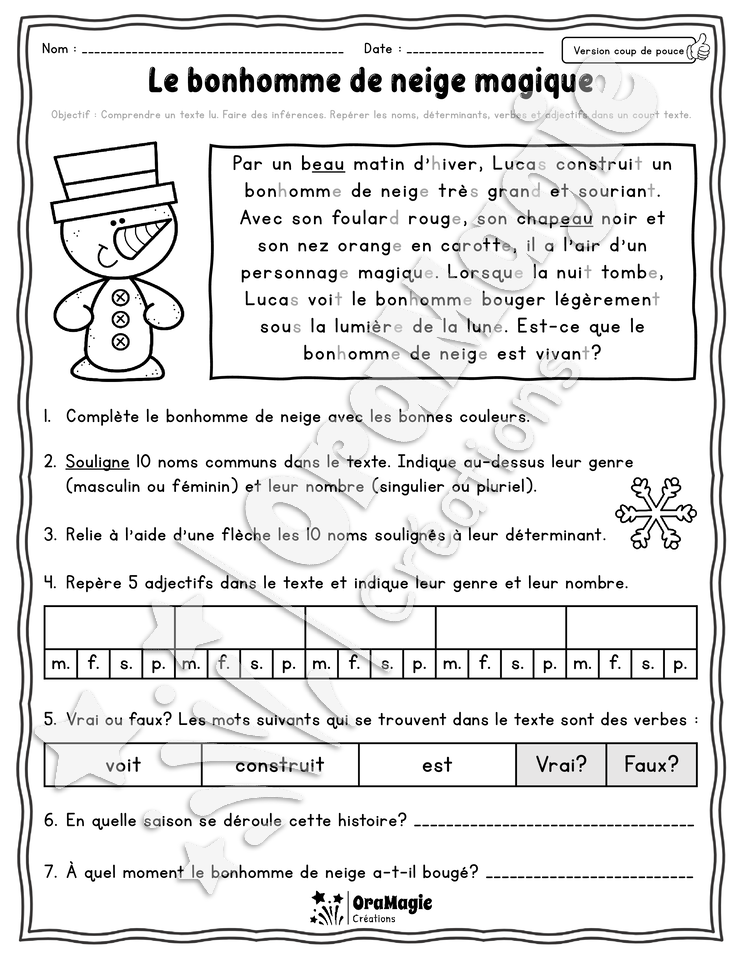 Collection lecture et grammaire - Le bonhomme de neige magique