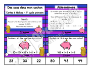 Cartes à tâches - Des sous dans mon cochon - Décomposition de nombres - 1er cycle primaire - 5$.pdf