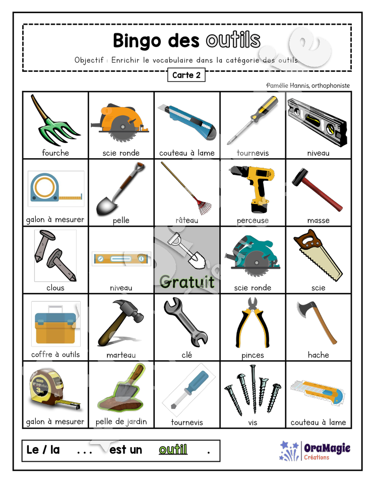 Bingo des outils - 3 cartes