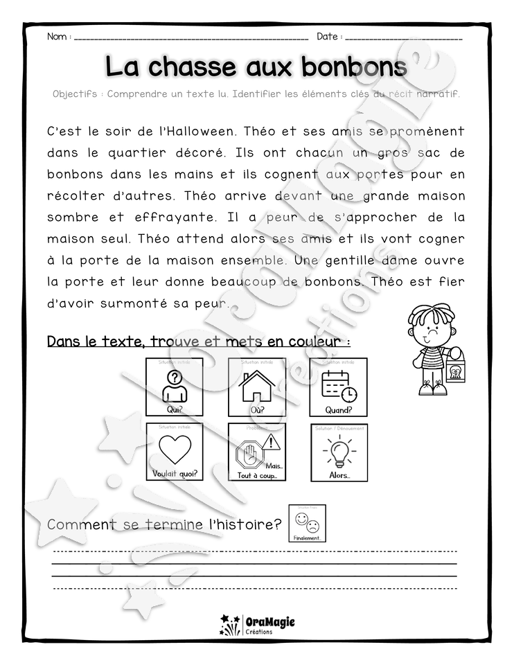 Compréhension de lecture et du récit 2e année - La chasse aux bonbons - Halloween.pdf
