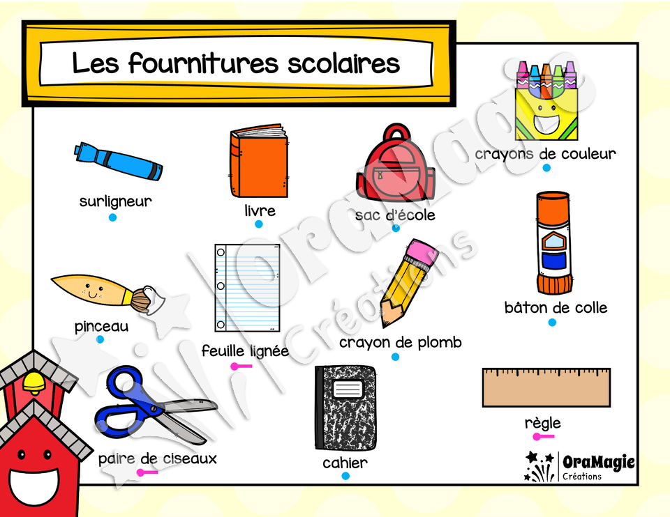 Catégorie en images - Les fournitures scolaires