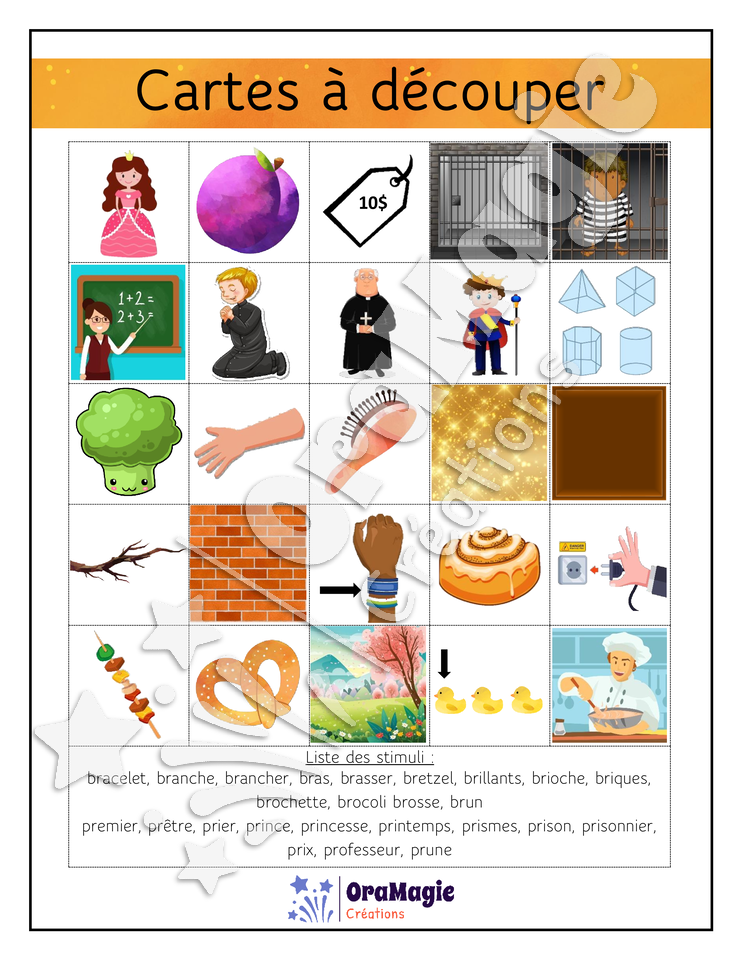 Bingo des groupes consonantiques -pr-br-