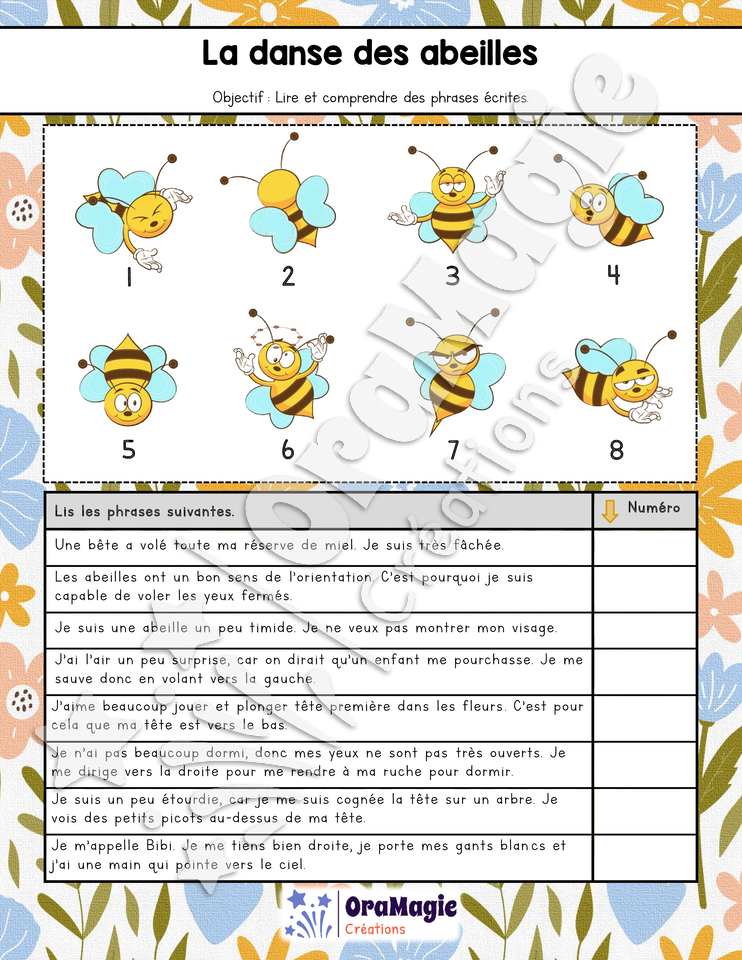 Compréhension de lecture - La danse des abeilles