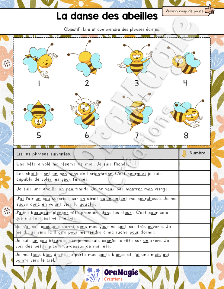 Compréhension de lecture - La danse des abeilles