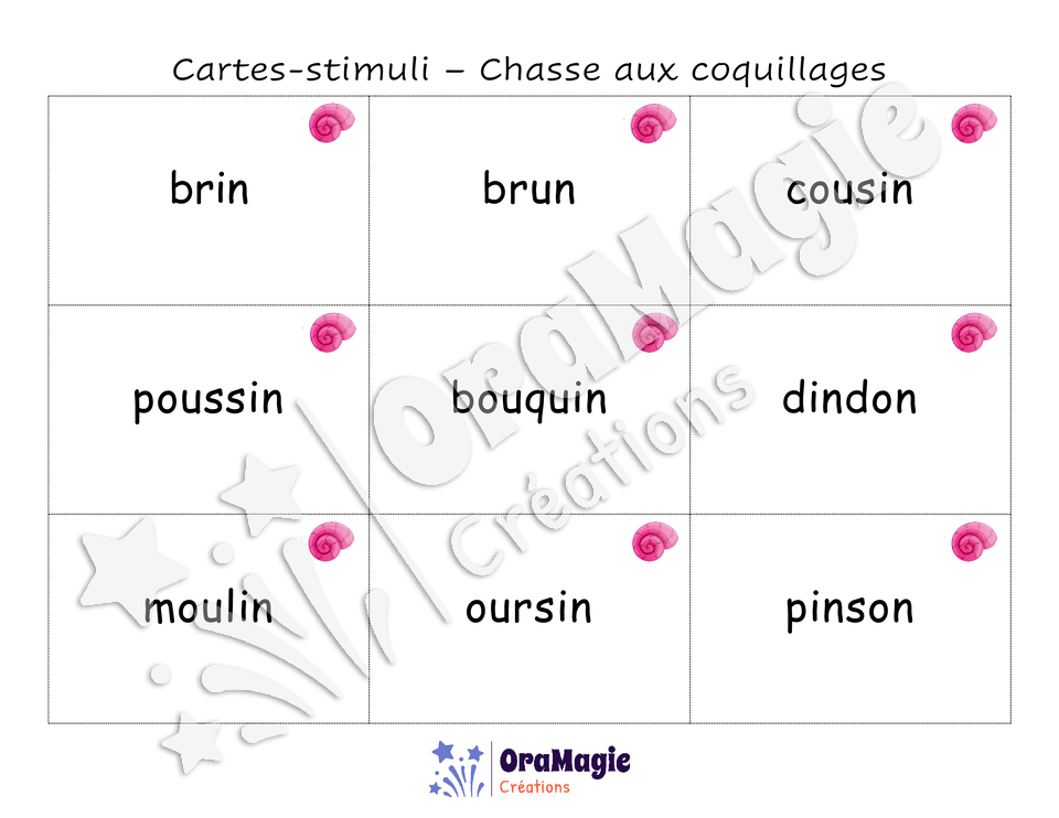 Confusions OU-ON-IN-UN - Niveau 5 - Chasse aux coquillages