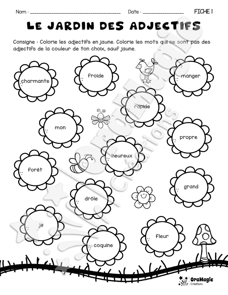 Le jardin des adjectifs - Fiches repro NB avec corrigé - 2e année - 2$.pdf