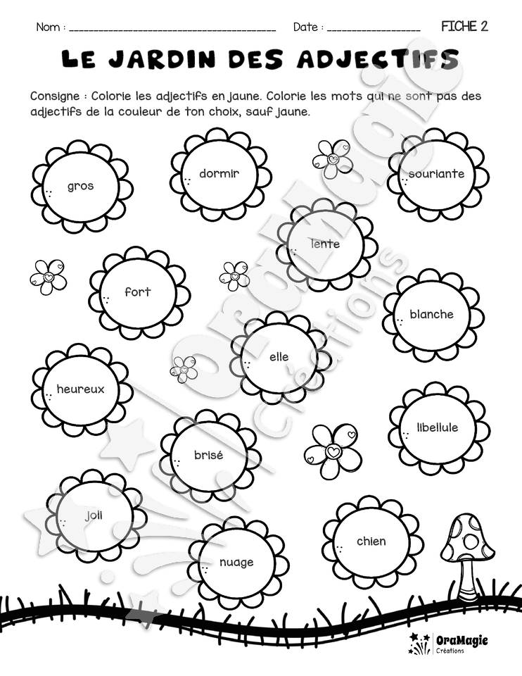 Le jardin des adjectifs - Fiches repro NB avec corrigé