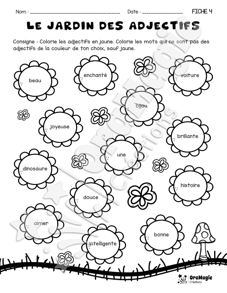 Le jardin des adjectifs - Fiches repro NB avec corrigé