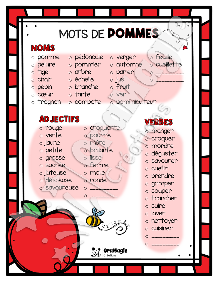 Mots de POMMES à découper et à classer - Gratuité infolettre .pdf