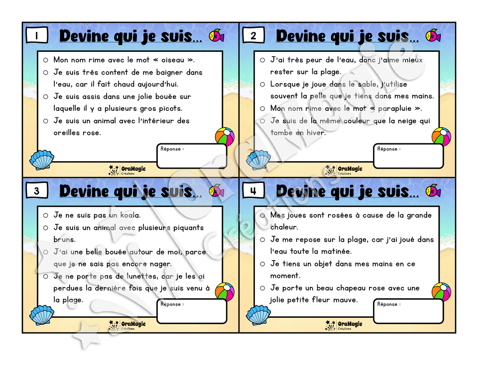 Une sortie à la plage - Compréhension de lecture - 2e année