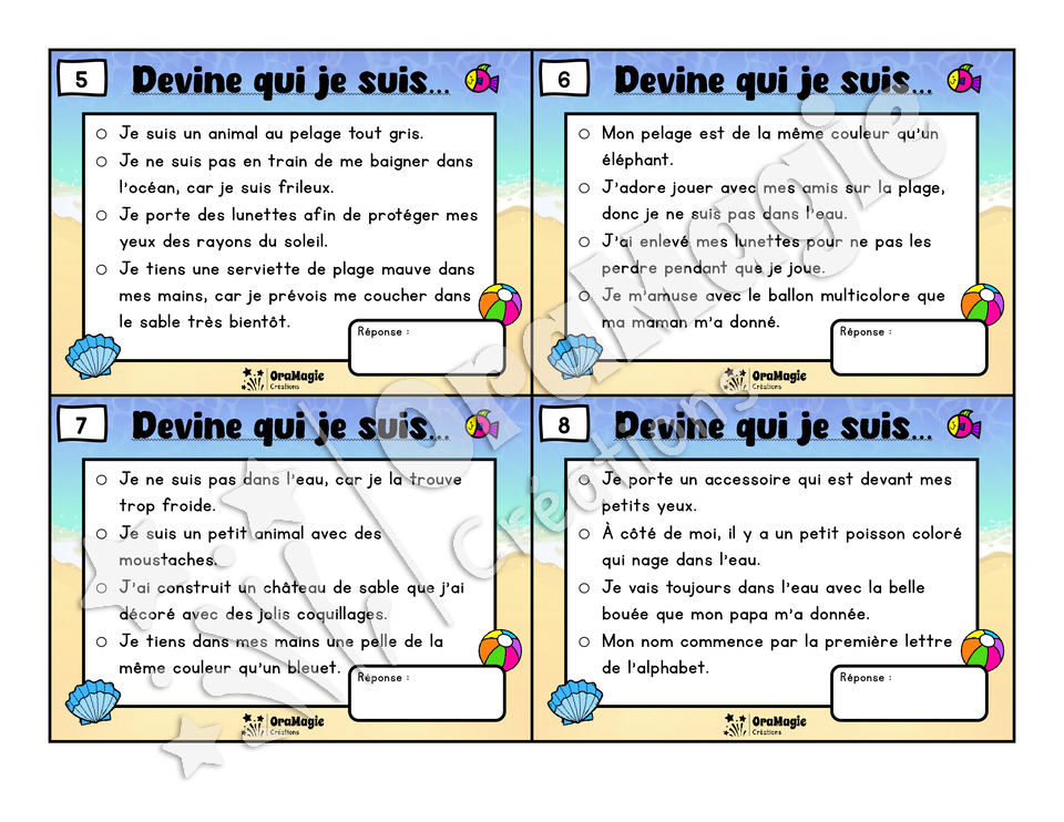 Une sortie à la plage - Compréhension de lecture - 2e année