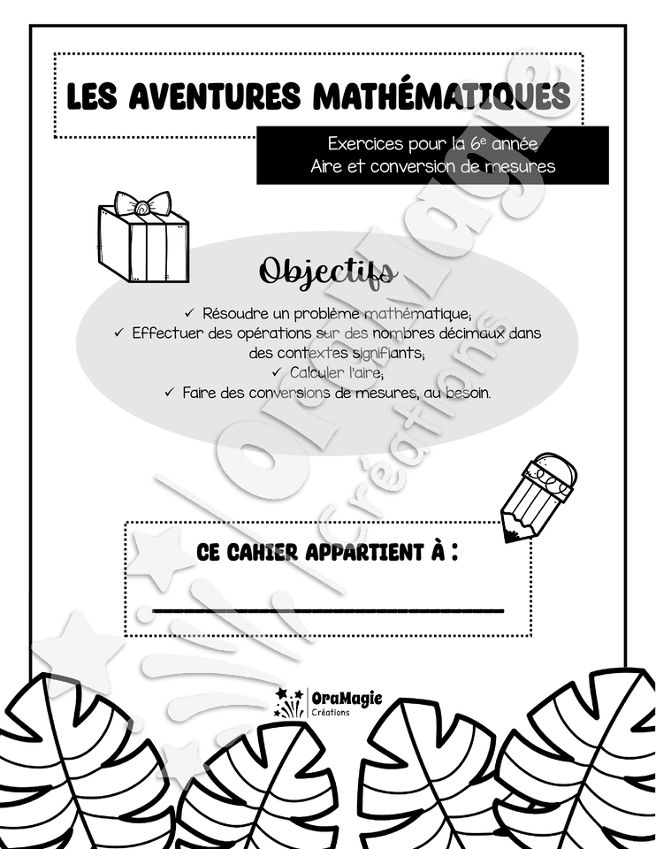 Les aventures mathématiques - Cahier d'exercices - L'aire - 6e année.pdf