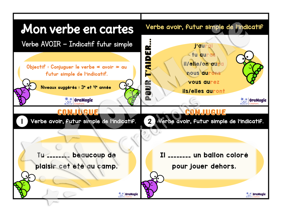 Cartes à tâches - Mon verbe en cartes - Verbe AVOIR futur simple de l'indicatif - 3e et 4e année.pdf