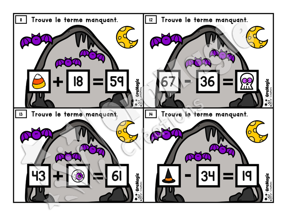 Cartes à tâches - La grotte mystérieuse - Terme manquant - 3e et 4e année