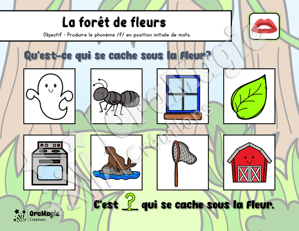 La forêt de fleurs - Prononciation phonème -f- initial, médian et final