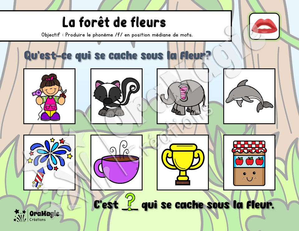La forêt de fleurs - Prononciation phonème -f- initial, médian et final