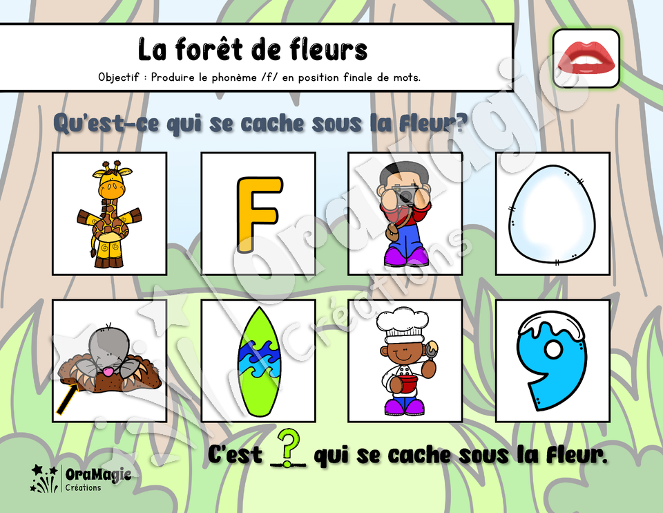 La forêt de fleurs - Prononciation phonème -f- initial, médian et final