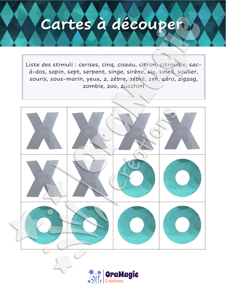 Tic-tac-toe des sons -s-z- position initiale