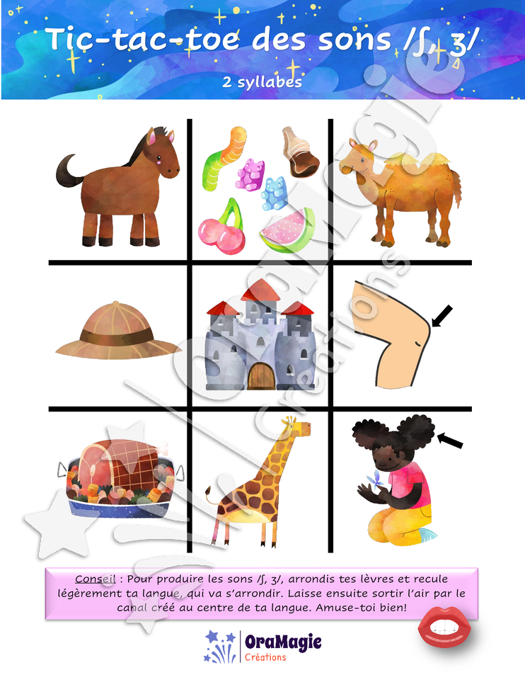Tic-tac-toe des sons -ch-j- position initiale