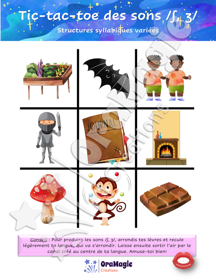 Tic-tac-toe des sons -ch-j- position initiale