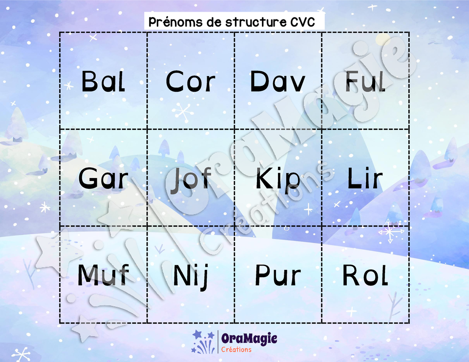 Abominables hommes des neiges - Décodage syllabes CCV et CVC