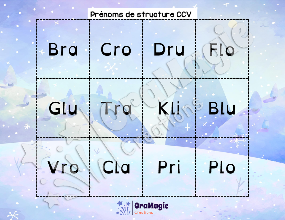 Abominables hommes des neiges - Décodage syllabes CCV et CVC
