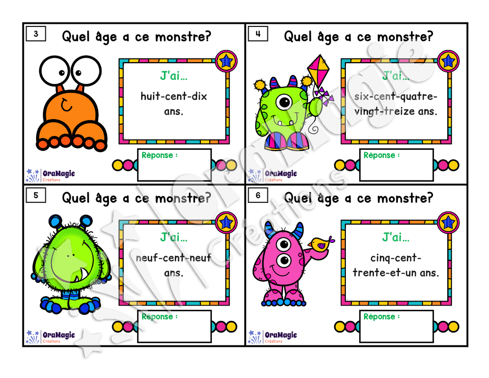 Cartes à tâches - Vieux monstres