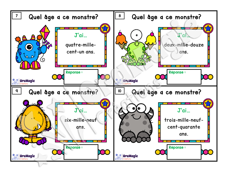 Cartes à tâches - Vieux monstres