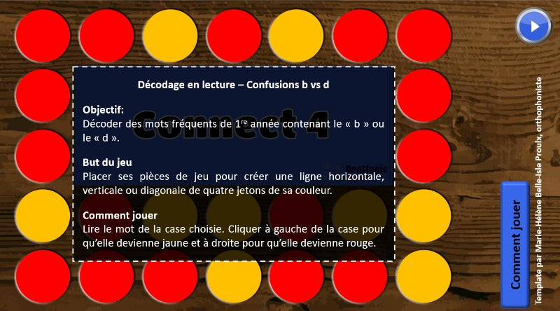 Connect 4 - Confusions b vs d - mots 1re année