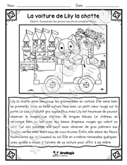 Compréhension de lecture - Lis et colorie - La voiture de Lily la chatte - 2e année.pdf