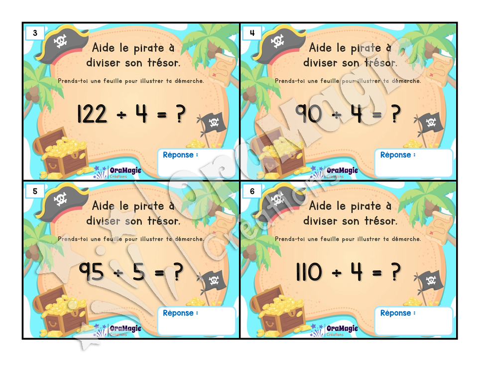 Cartes à tâches - Divisons les trésors