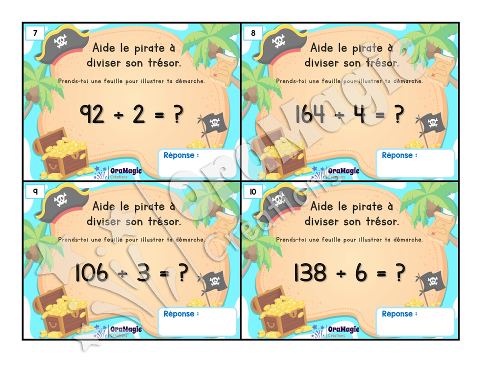 Cartes à tâches - Divisons les trésors