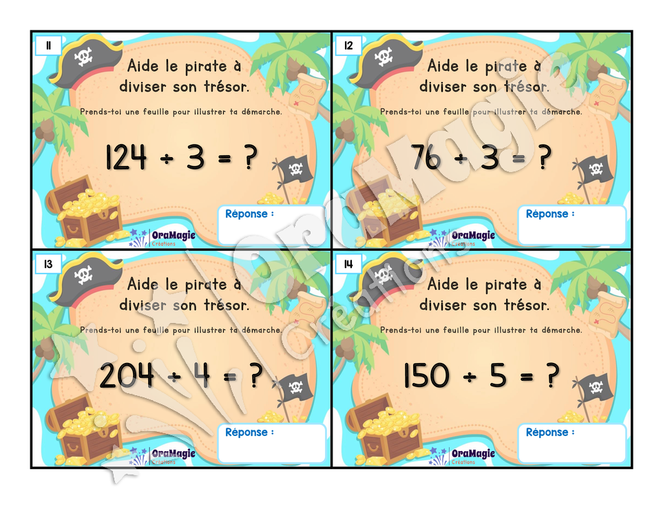 Cartes à tâches - Divisons les trésors