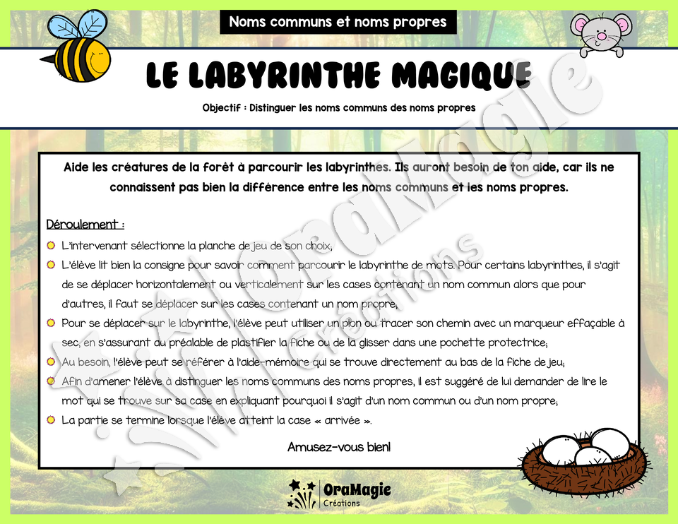 Le labyrinthe magique des noms communs et des noms propres - Thème été - 1er cycle.pdf