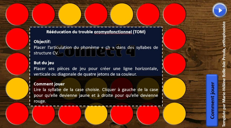 TOM - Connect 4 - Syllabes CV phonème -ch-