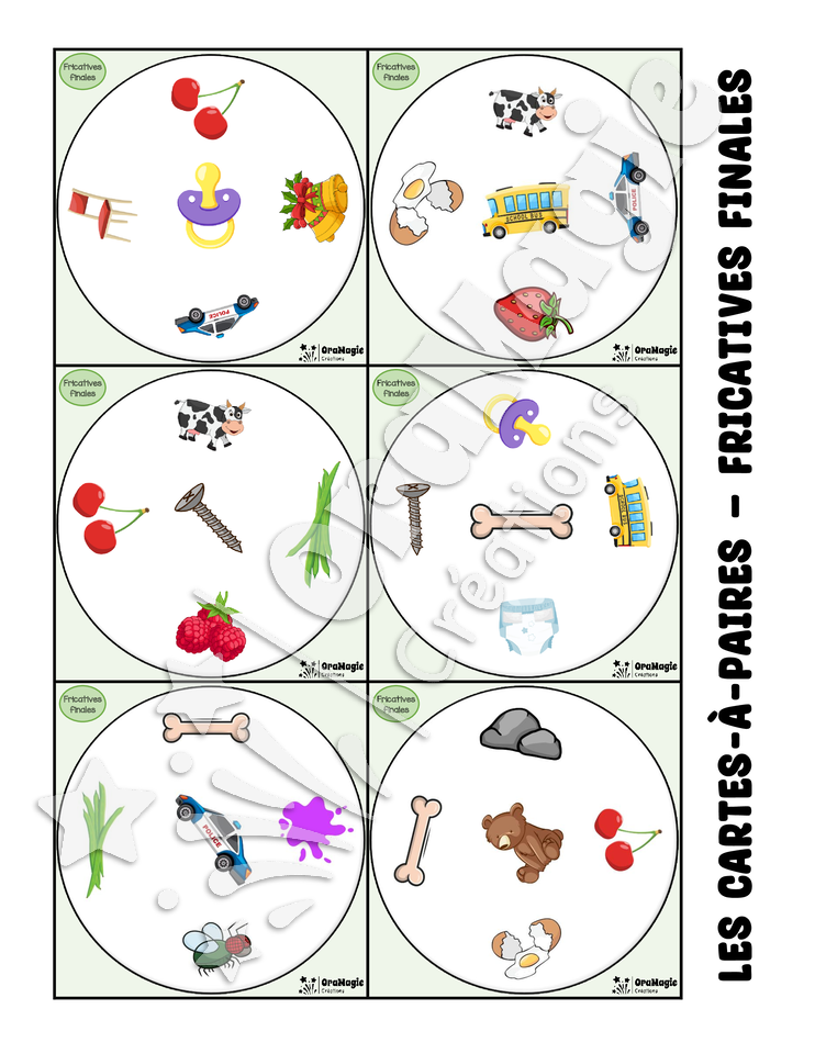 Les cartes-à-paires - Phonologie fricative finale