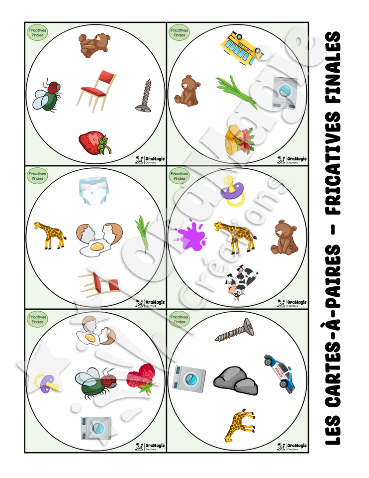 Les cartes-à-paires - Phonologie fricative finale