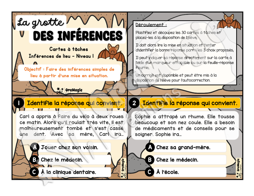 Cartes à tâches - La grotte des inférences - Inférences de lieu - Niveau 1 - Lg oral et écrit, 2e cycle - 6$.pdf