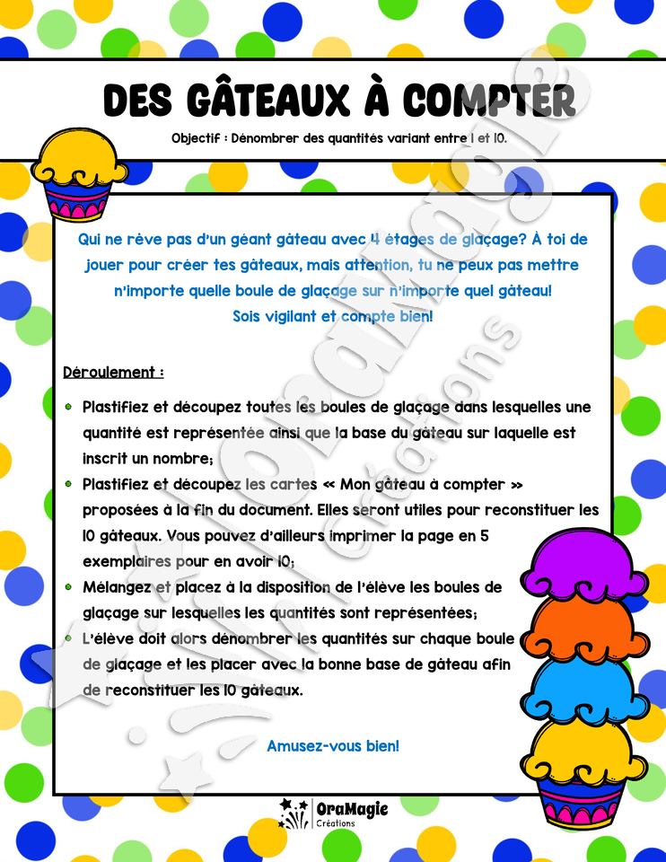 Des gâteaux à compter - Dénombrement 1 à 10 - Préscolaire.pdf