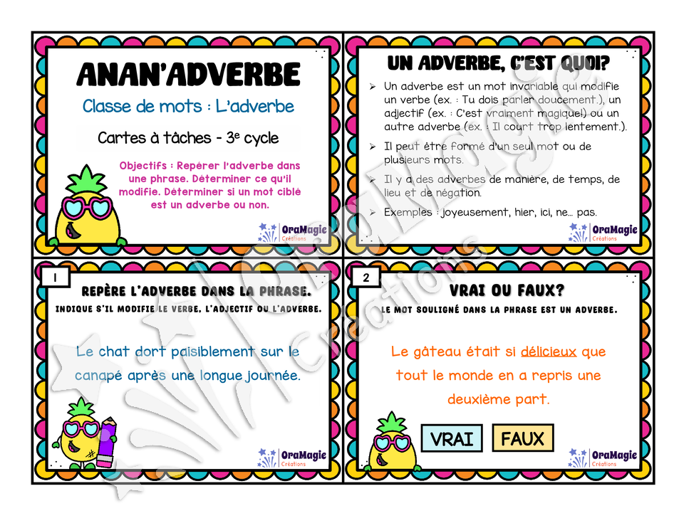 Cartes à tâches - Anan'Adverbe - L'adverbe - 5e et 6e année - 6$.pdf
