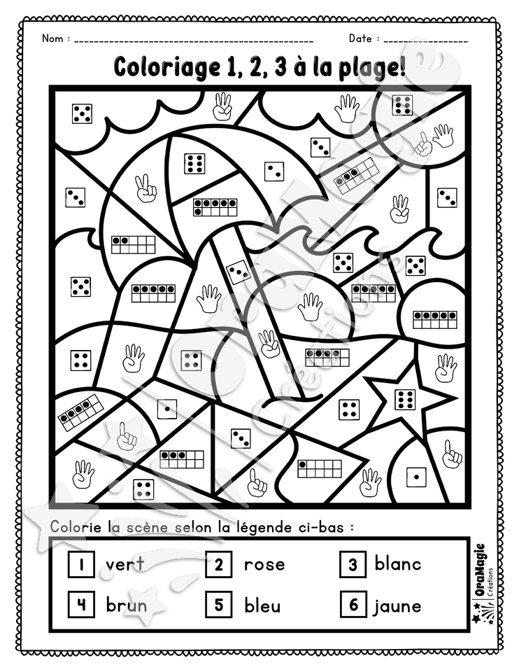 Coloriage nombres 1 à 6 - Préscolaire et 1re année.pdf