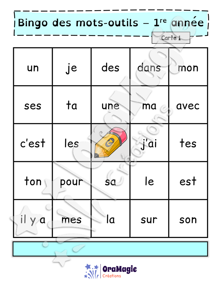 Bingo des mots-outils