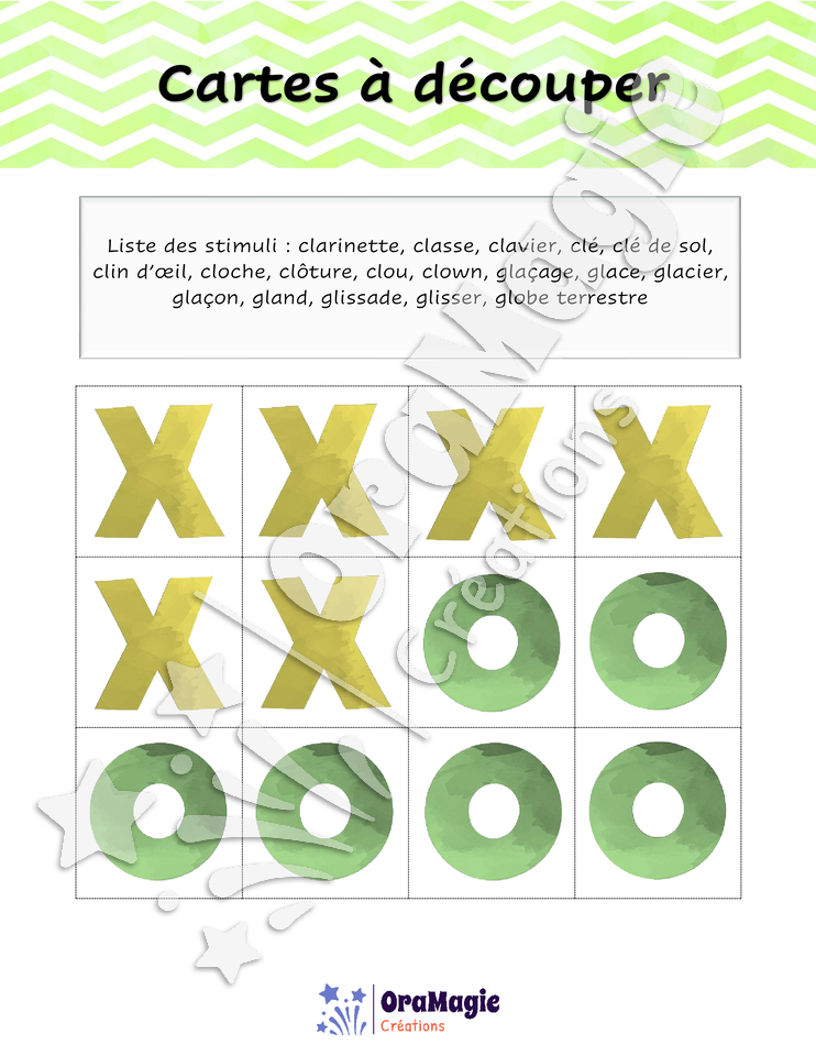 Tic-tac-toe groupes consonantiques -kl-gl-