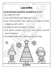 Compréhension de lecture Noël - Lis et colorie - Les lutins - 1re année.pdf